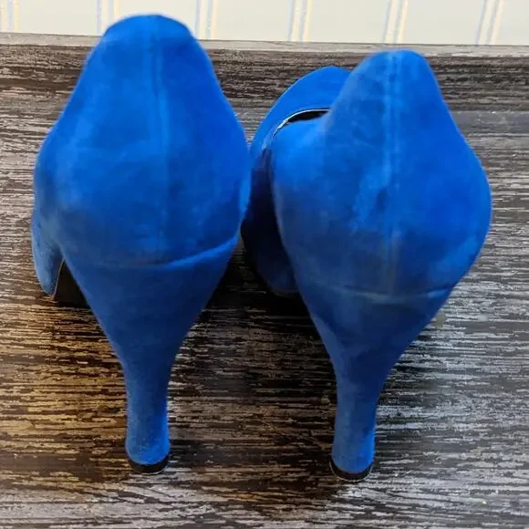 Jeffrey Campbell Women's Blue Suede Platform Heels Size 8 - Picture 4 of 7